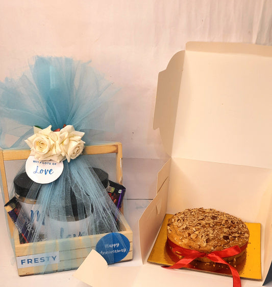 Blue basket & dry fruit dry cake combo